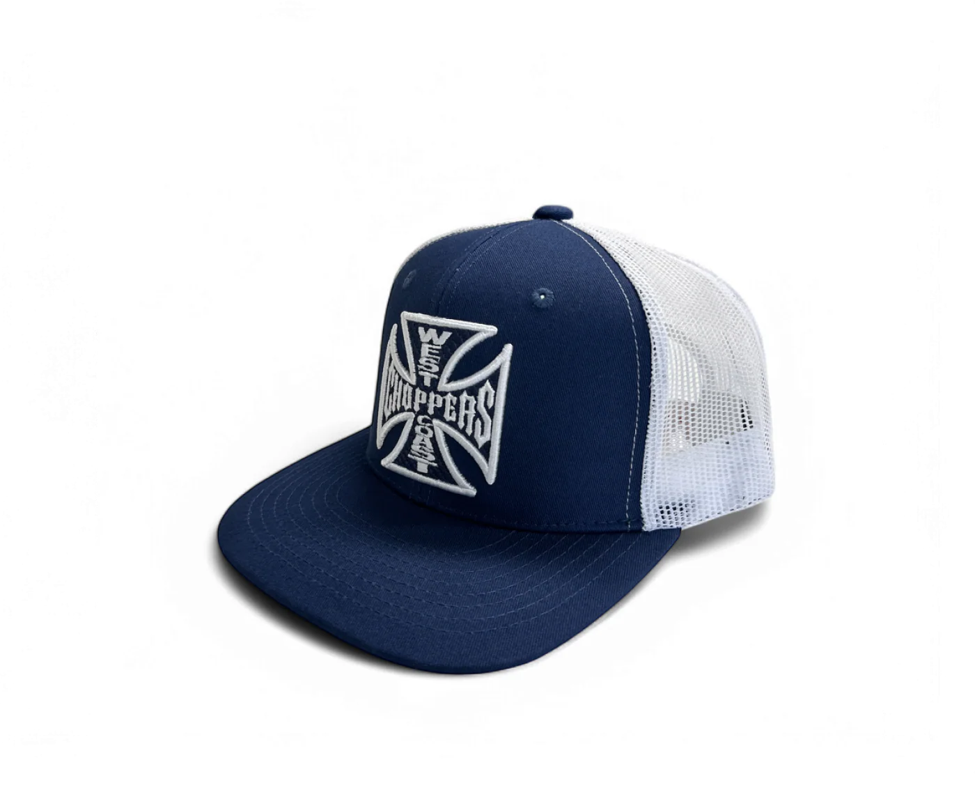 OG CROSS 6 PANEL FLATBILL HAT - NAVY/WHITE