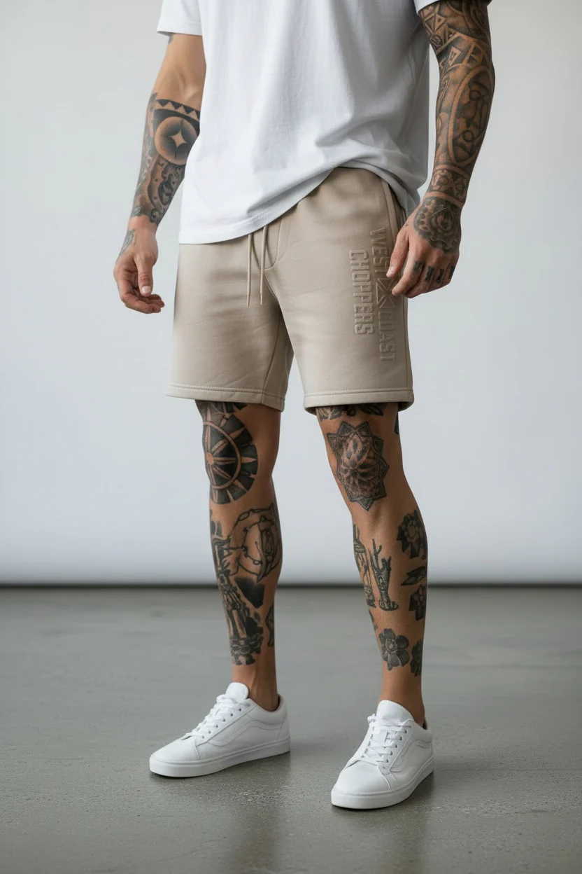 WCC Embossed Sweat Short - Beige - Image 2