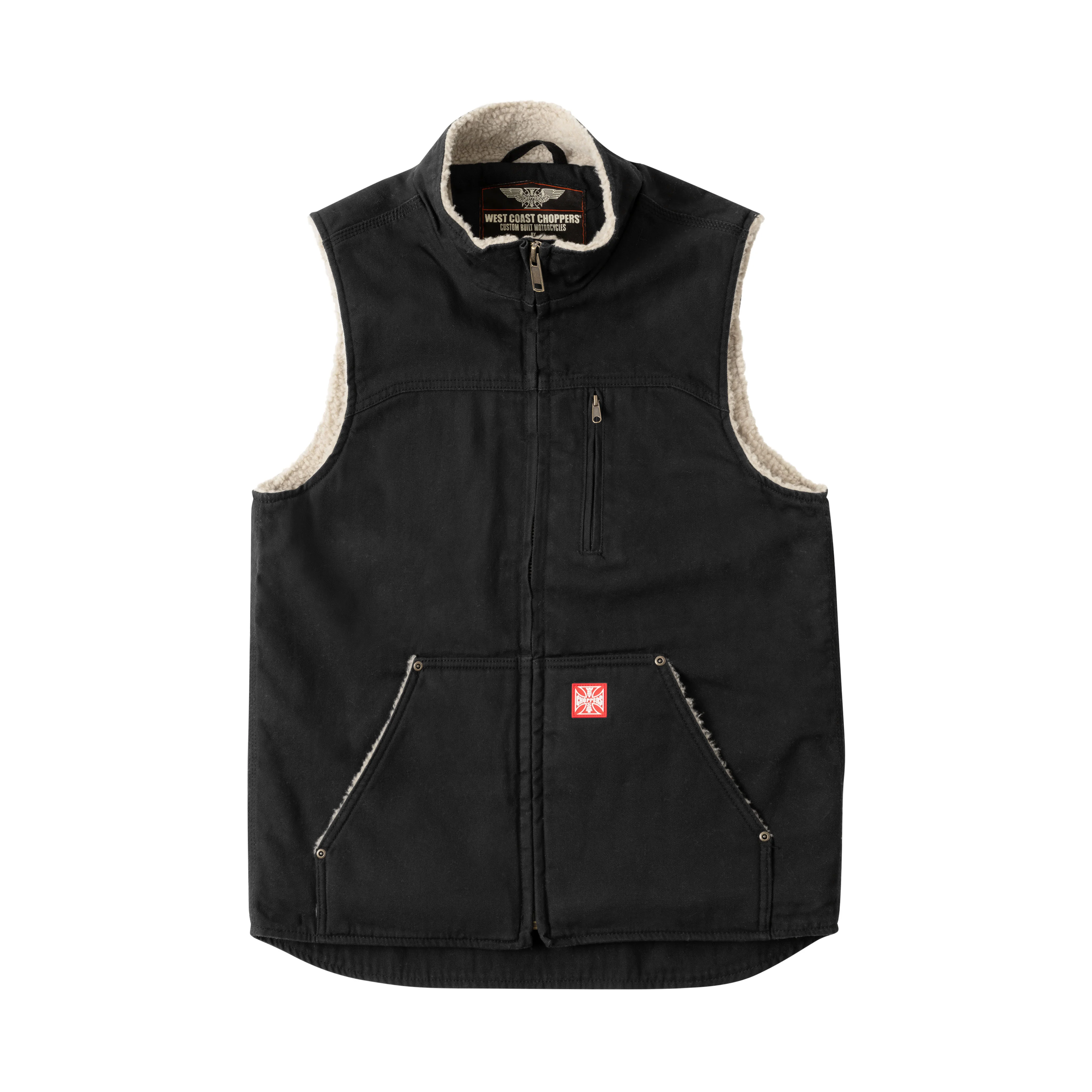 WCC SHERPA LINED HEAVY DUTY CANVAS WORKVEST - BLACK