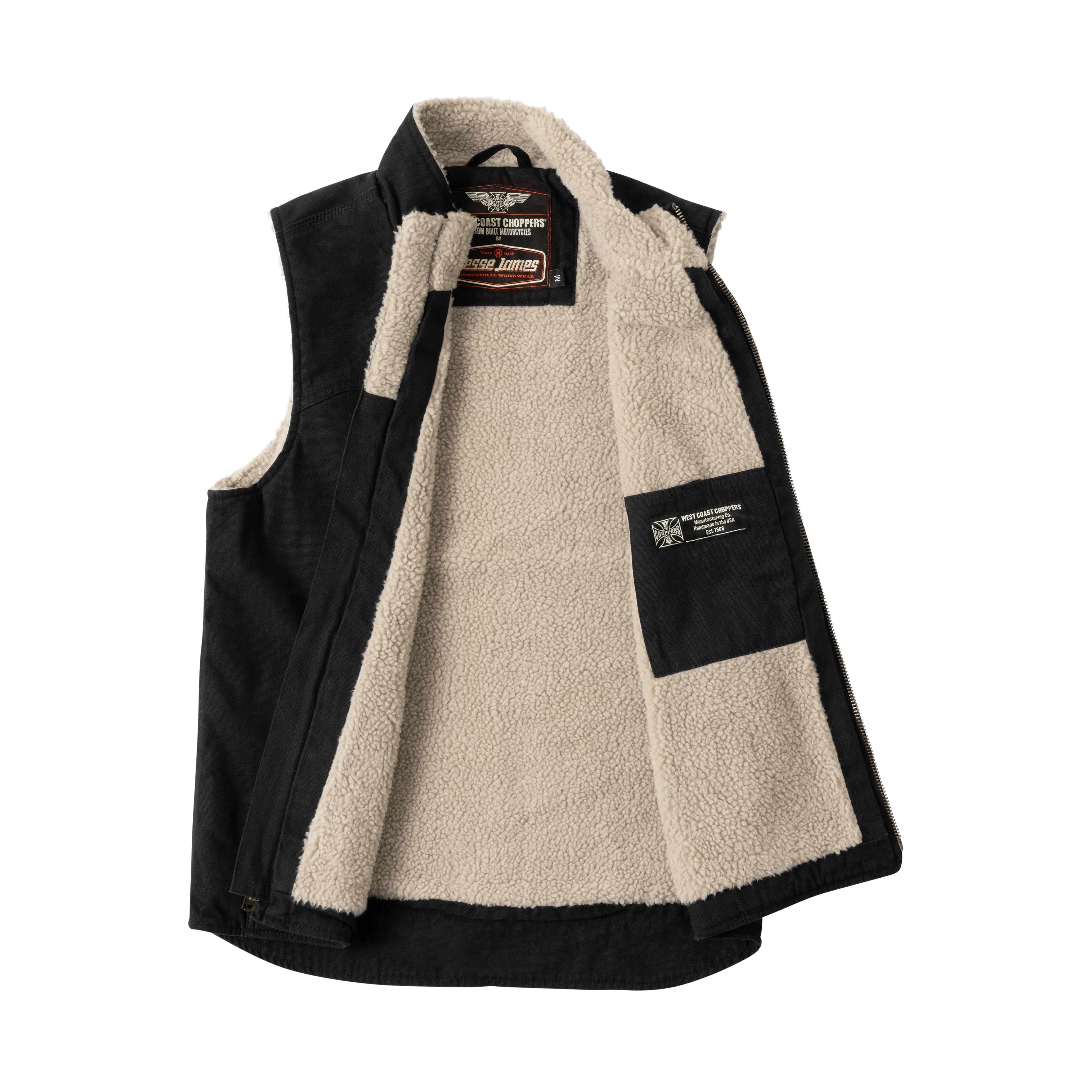 WCC SHERPA LINED HEAVY DUTY CANVAS WORKVEST - BLACK - Image 2