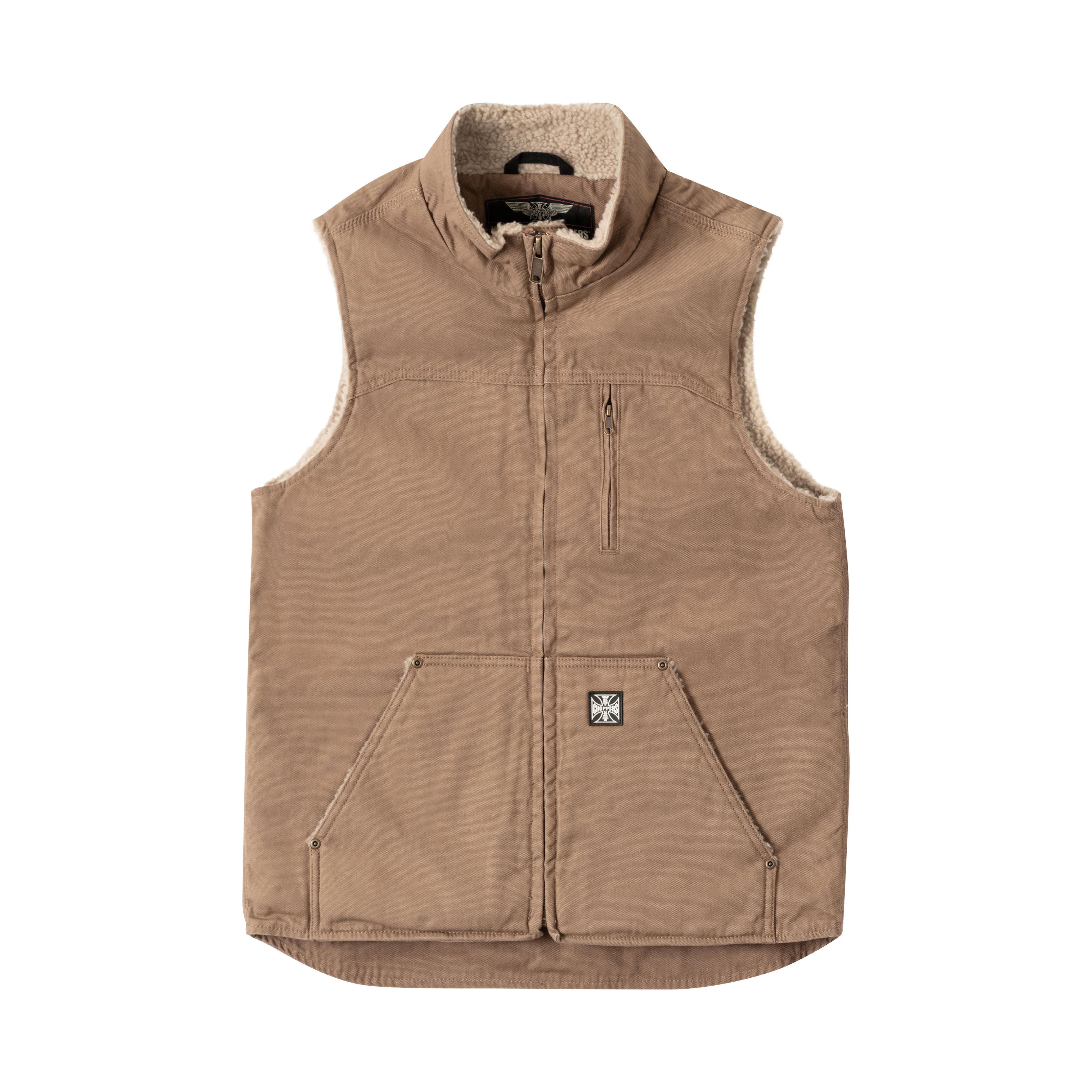 WCC SHERPA LINED HEAVY DUTY CANVAS WORKVEST - FRONTIER BROWN