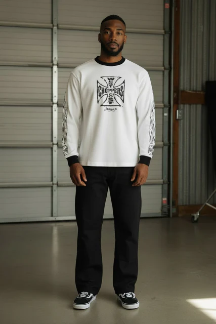 WCC WORN CROSS WAFFLE LONG SLEEVE - WHITE - Image 2