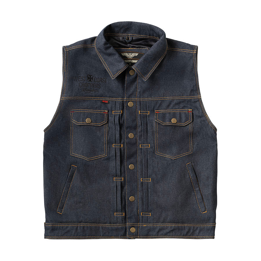WCC x 13 1/2 Dominator Denim Riding Vest -Raw Denim - Image 2